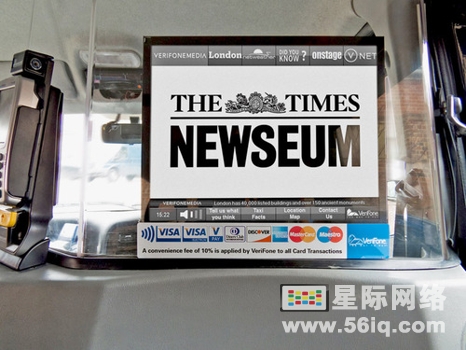 伦敦出租车数字屏幕宣传《时代新闻》博物馆展览,多媒体信息发布系统,数字标牌,数字告示，digital signage