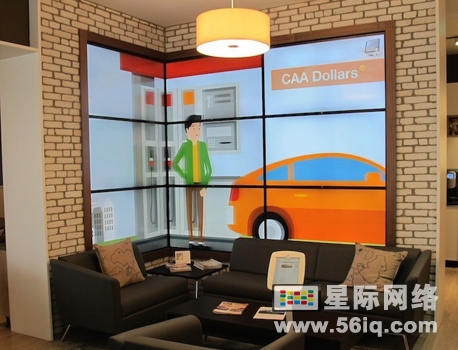 CAA商店休息厅全面覆盖数字视频墙,多媒体信息发布系统,数字标牌,数字告示，digital signage